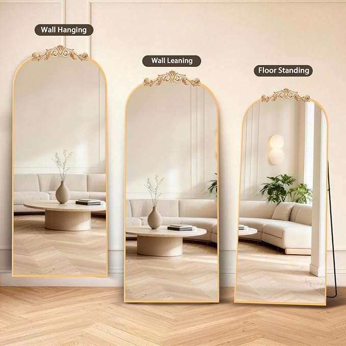 MISSDAY Vintage Baroque Full Length Mirror, Full Metal Frame Stand Up Retro - Image 6