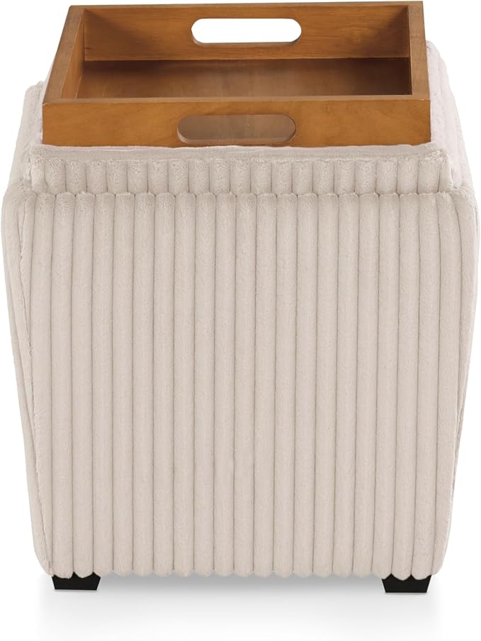 Furniture of America Lennox Modern Chenille 17-inch Square Storage Ottoman - Image 15