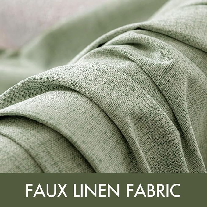 MIULEE Linen Texture Curtains, 2 Panels Sage Green, Room Darkening, Living Room - Image 5
