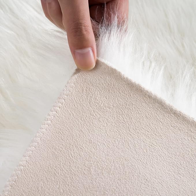 Ciicool White Fur Fluffy Rug, 2x4 ft Small Faux Fur Rug - Image 5