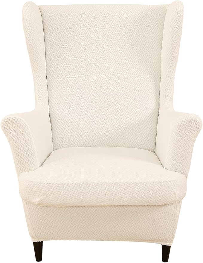 HAOYONG Jacquard Wingback Chair Cover Thickening Armchair Covers 2 Pieces by HAOYONG