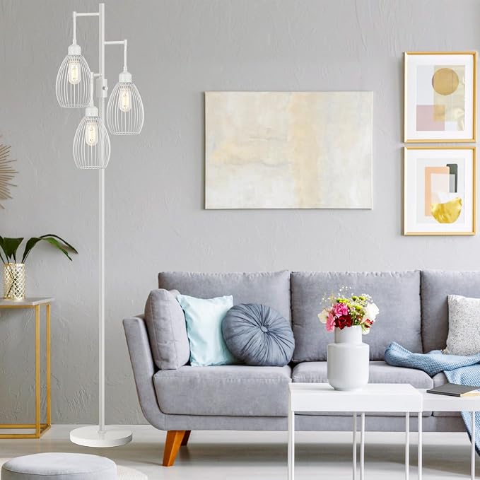 Dimmable Floor Lamp, 3 x 800LM LED Edison Bulbs Included, Farmhouse Industrial - Image 6