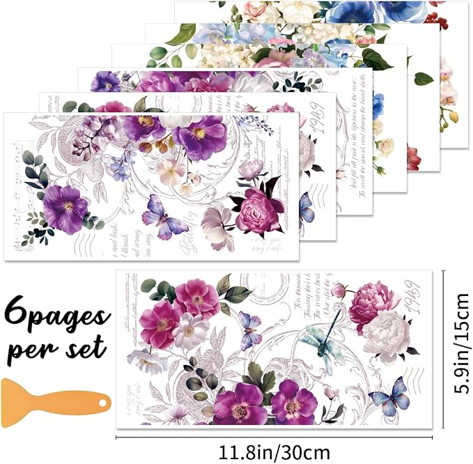 6 Sheets Vintage Rub on Transfers - Image 2