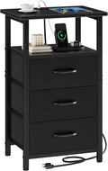 Vagusicc Nightstand with Charging Station, Bedside Table with USB Ports and by Vagusicc