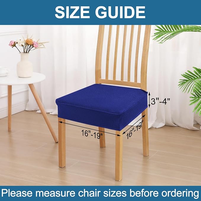 Smiry Waterproof Seat Covers for Dining Room Chairs Set of 6, Stretch Jacquard - Image 2