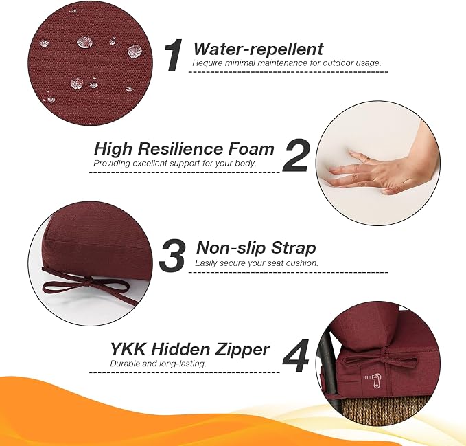 Unimatta Sunbrella Outdoor High Back Chair Cushion Seat Pads, 44 x 21 Inch - Image 4