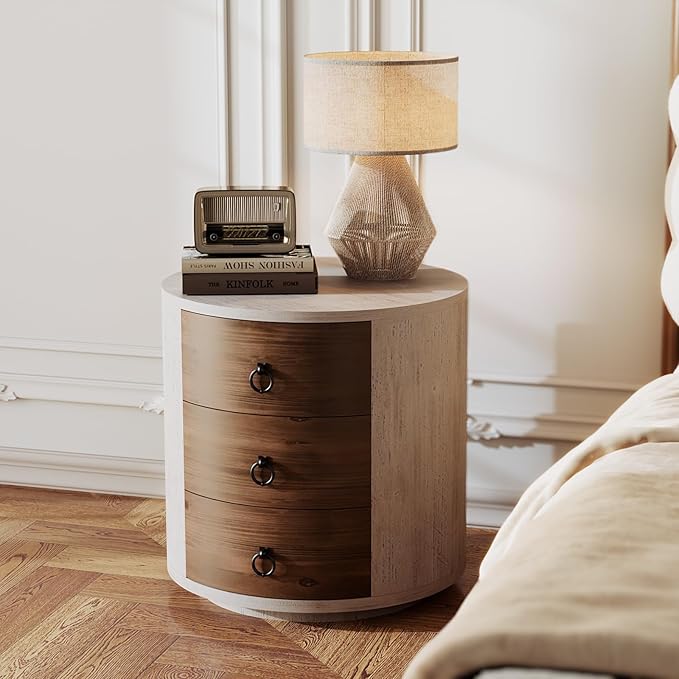 SUNBURY Round Night Stand Set of 2, Farmhouse Bedside Table, Farmhouse End Table - Image 7