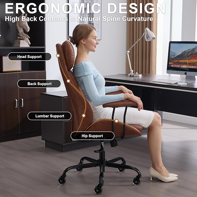 E-Motie Office Chair, Leather Desk Chair - Image 3