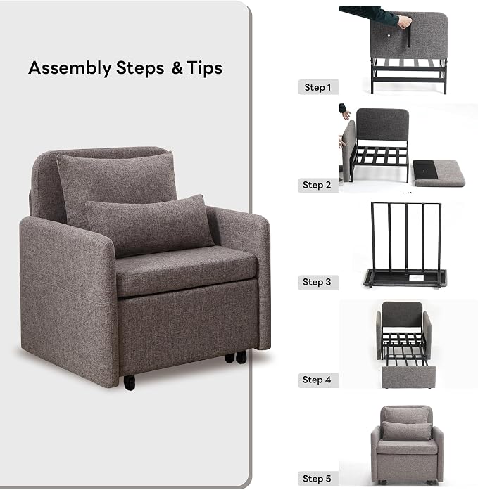 Iroomy 5-Level Adjustable Convertible Sleeper Chair Set of 2, 3-in-1 87'' Long - Image 9