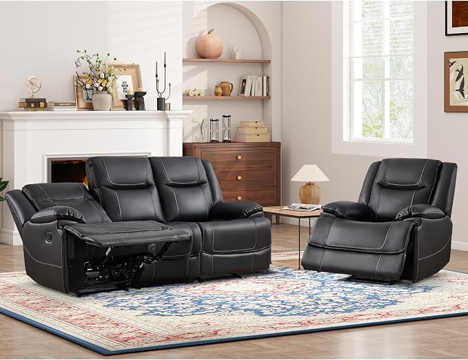 ANJ Premium Genuine Manual Reclining Sofa Set by ANJ