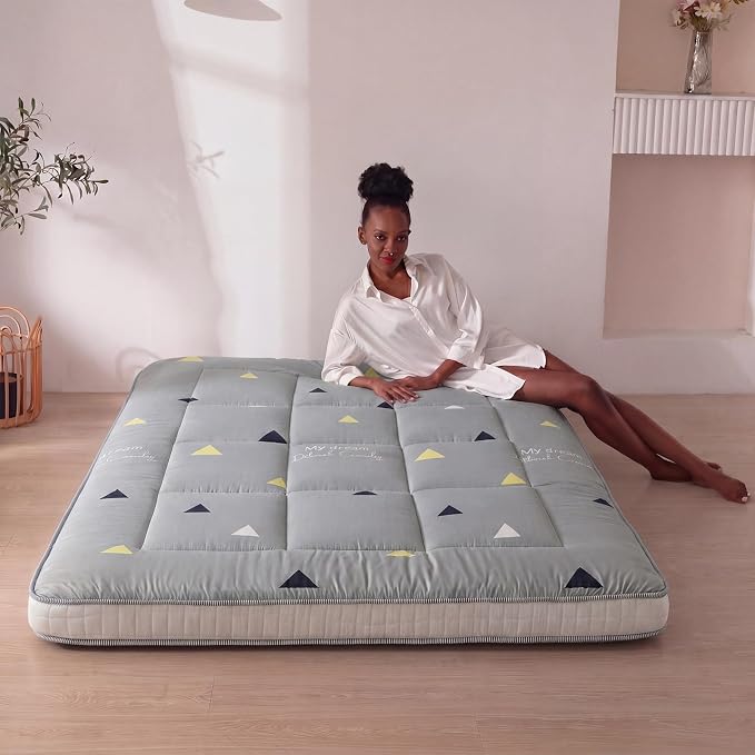 MAXYOYO Grey Triangle Futon Mattress, Padded Japanese Floor Mattress Quilted - Image 7