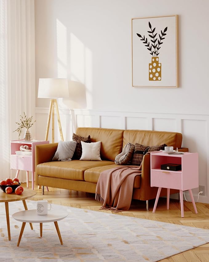 JOONEE Nightstand with Oultlet, Modern Bedside Table with Storage Drawer and - Image 5