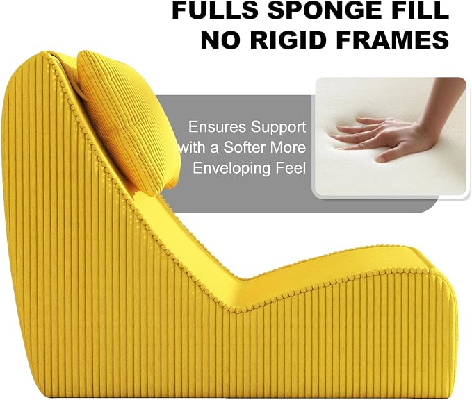 Giant Bean Bag Chair for Adults, Corduroy Chaise Lounge - Image 4