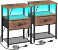 LOAKEKEL Night Stand Set 2, LED Nightstand by LOAKEKEL