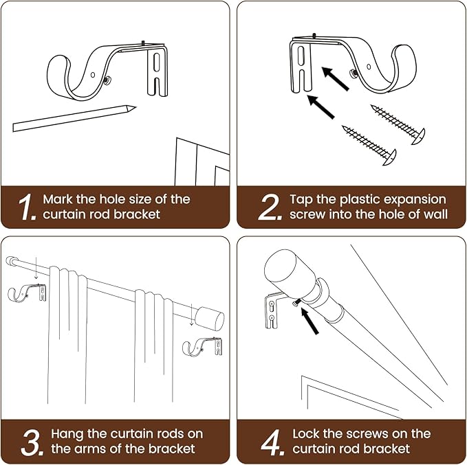1” Diameter Curtain Rods Itself is 30 to 45 inch 1 Pack Fit 30-39 inch Window - Image 5