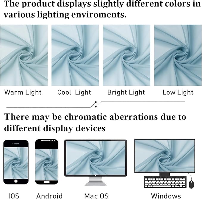 Lecloud Sky Blue Sheer Curtains 90 Inches Long 2 Panels, Light Filtering Voile - Image 8