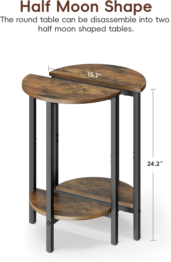 Vagusicc Side Table, Small Round End Table, 2 Tier Small Couch Side Tables - Image 3