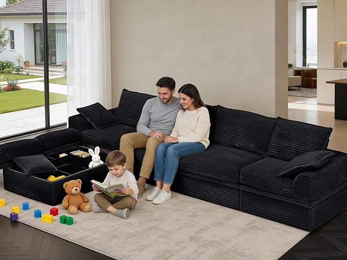 Upgrade Boneless Couch with Storage, Extra Deep&High Seat Modular Sectional - Image 2