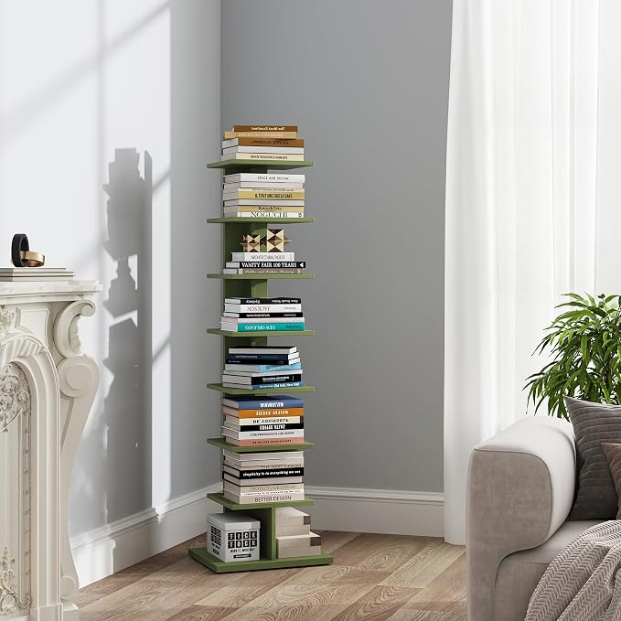 TUTOTAK Bookshelf, 8-Tier Bookcase, Narrow Spine Book Shelf by ChoosetutotakFurnitureBuildYourCozyHome