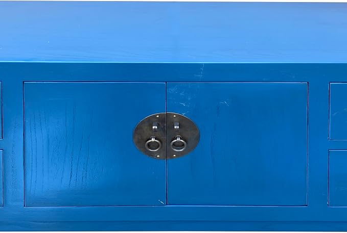 Oriental Bright Blue Long Moon Face 4 Drawers Slim Foyer Table Acs7761 - Image 8