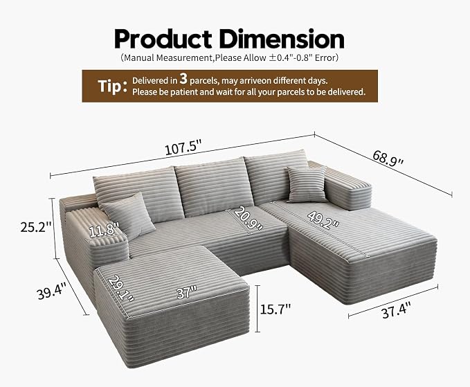 107.5" Cloud Modular Sectional Couch - Image 2