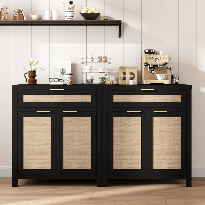 HOKYHOKY Rattan Sideboard Buffet Cabinet, Boho Storage Cabinet - Image 4
