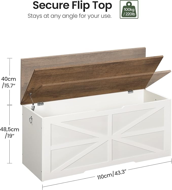 CHOEZON Storage Chest, 43.3" Toy Chest Storage, Farmhouse Storage Bench - Image 3