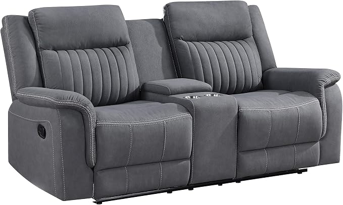 Lexicon Manual Double Reclining Loveseat, Polished Microfiber Manual Wall - Image 7
