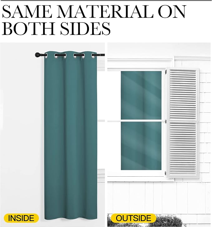 NICETOWN Sea Teal Blackout Curtains 102 inches Length - Image 5