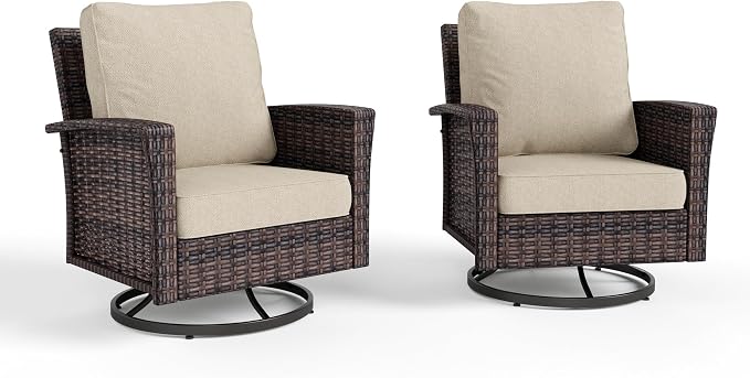 HERA'S HOUSE Outdoor Furniture, 2 x High Back Swivel Patio Chairs - Image 8