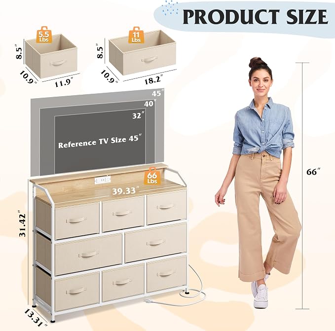 WLIVE Led Dresser for Bedroom, TV Stand for Bedroom - Image 2