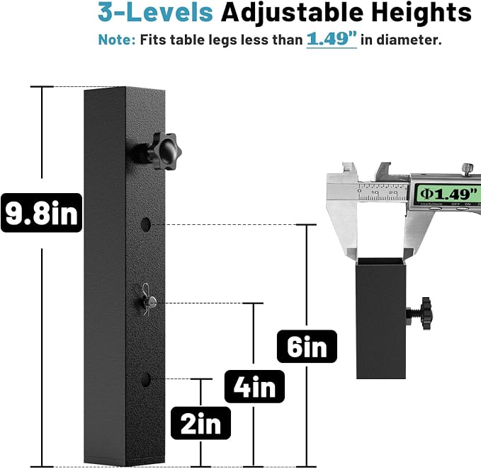 4-Pack Adjustable Folding Table Legs Extenders, Heavy-Duty Steel Furniture - Image 2