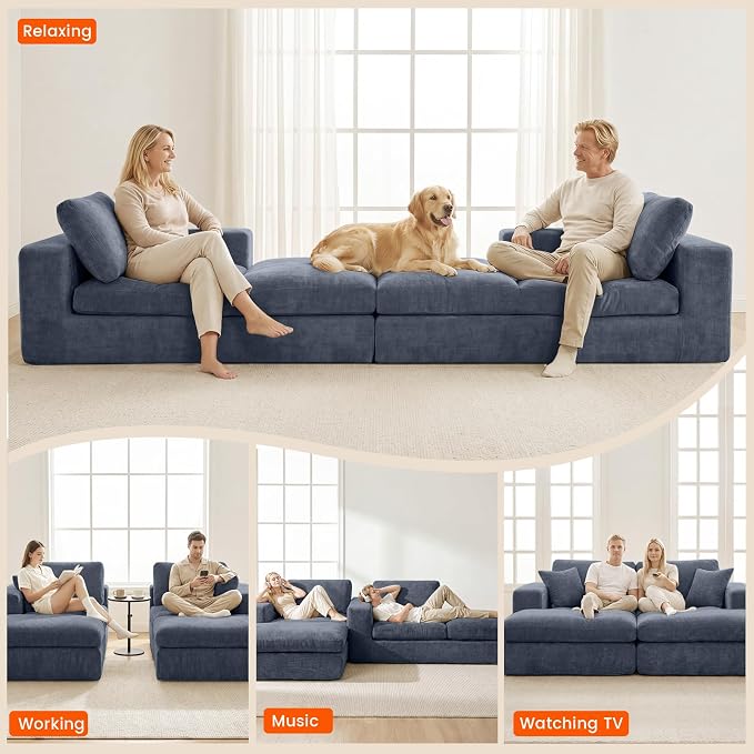 80.7" Oversized Double Chaise Lounge Chair Indoor, Cloud Boneless Sleeper Sofa - Image 8