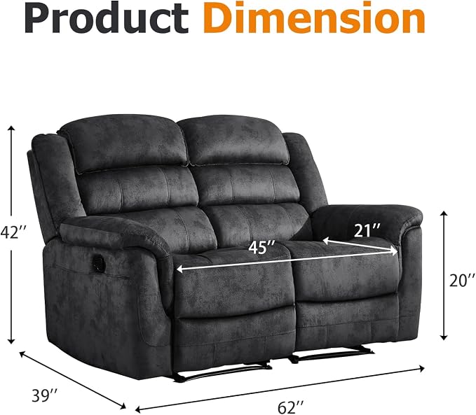 EBELLO Loveseat Recliner Sofa for Living Room, Extra Wide Modern Overstuffed 2 - Image 2