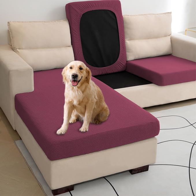 Water Repellent L Shaped Couch Covers 4 Pieces Sofa Seat Cushion Slipcovers - Image 2