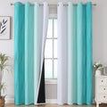Estelar Textiler Teal and Greyish White Ombre Blackout Curtains 90 Inch Length by ESTELARTEXTILER