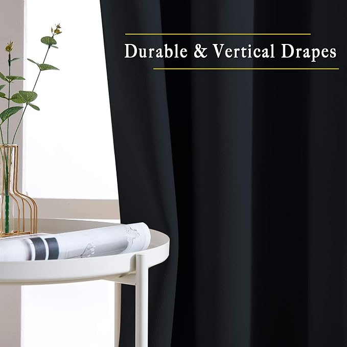 NICETOWN Black Blackout Curtains 80 inch Length 2 Panels Set - Image 5