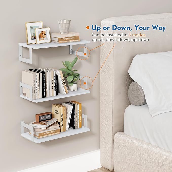 Harwaya White Wall Bookshelf for Kids Room, Small Floating Book Shelf for Teen - Image 6