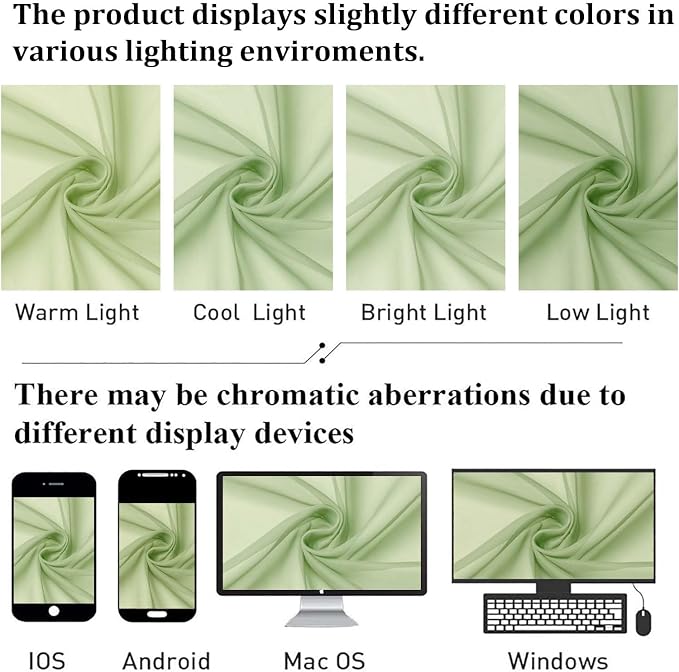 Lecloud Light Green Sheer Curtains 84 Inches Long 2 Panels Set, Airy Voile - Image 4