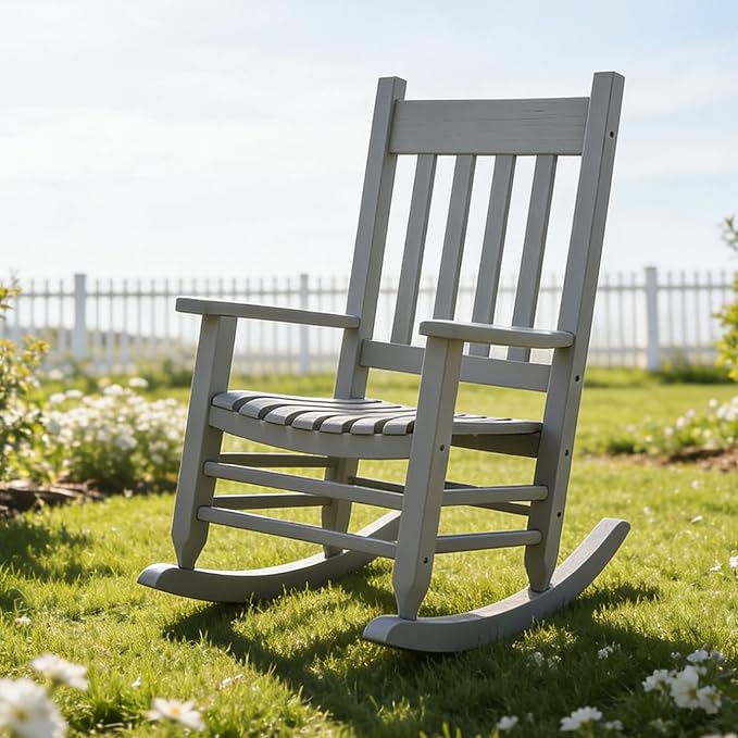 Oversized Outdoor Wooden Rocking Chair - Image 5