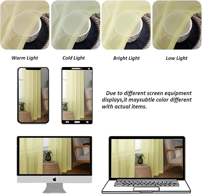Chyhomenyc Sheer Curtains 108 Inch Length 2 Panels Set - Image 4