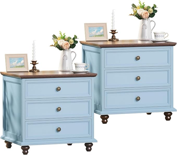 Joaxswe 24" Wide Farmhouse Night Stand Set of 2, Large End Table by Joaxswe