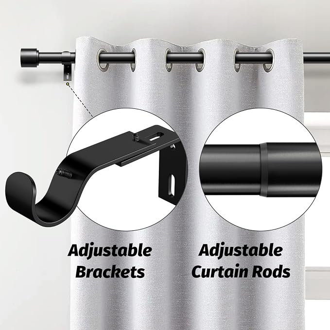 GEEBOBO 2 Pack Black Curtain Rods - Image 2