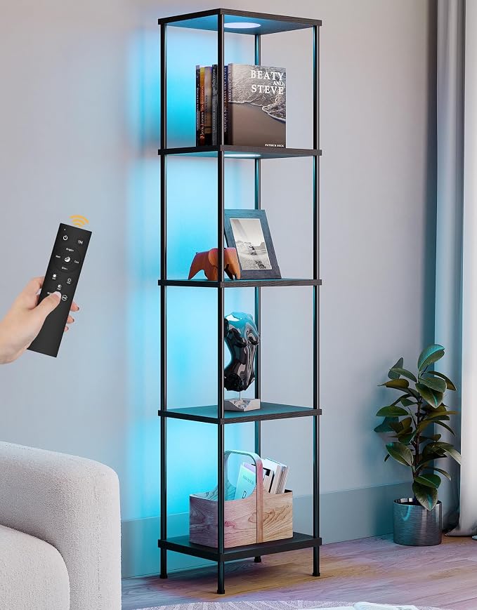 Display Shelf with RGBW Light, Color Changing Curio Cabinet Floor Lamp with by PARTPHONER