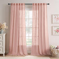 MIULEE Blush Pink Linen Curtains 84 Inches Long 2 Panels by MIULEE