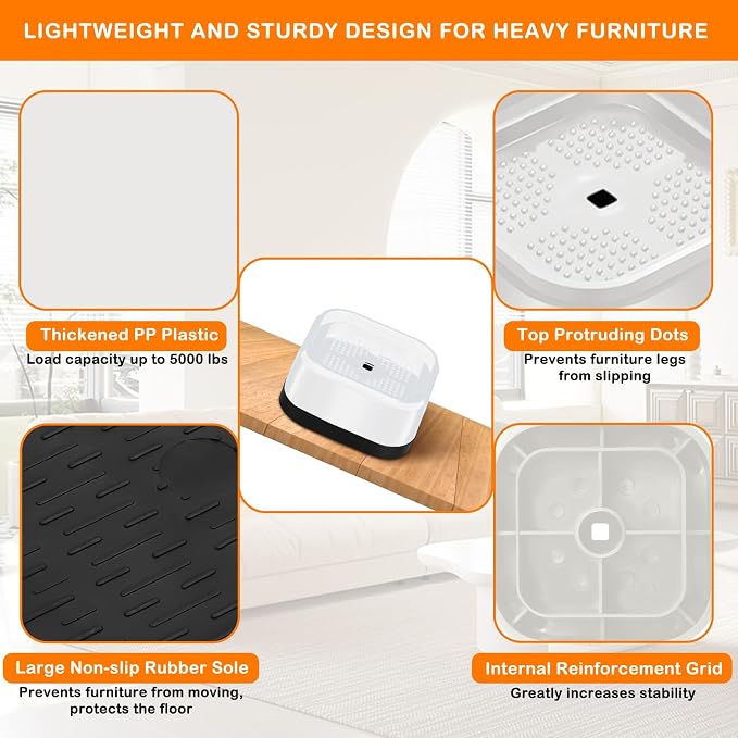 shouwuhho 24 Pack Furniture Risers Adjustable Bed Risers Heavy Duty Lifts - Image 5