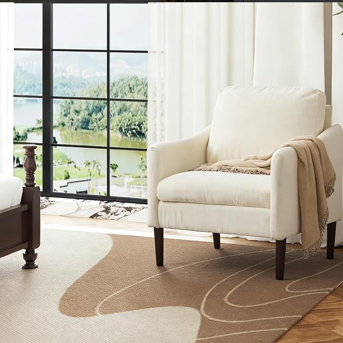 2PCS Mid Century Modern Accent Chair, Chenille Fabric Armchair - Image 5