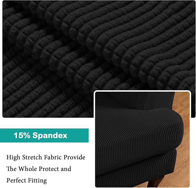 Turquoize Wingback Chair Covers 2 Piece Wing Chair Slipcover Stretch Slipcovers - Image 4