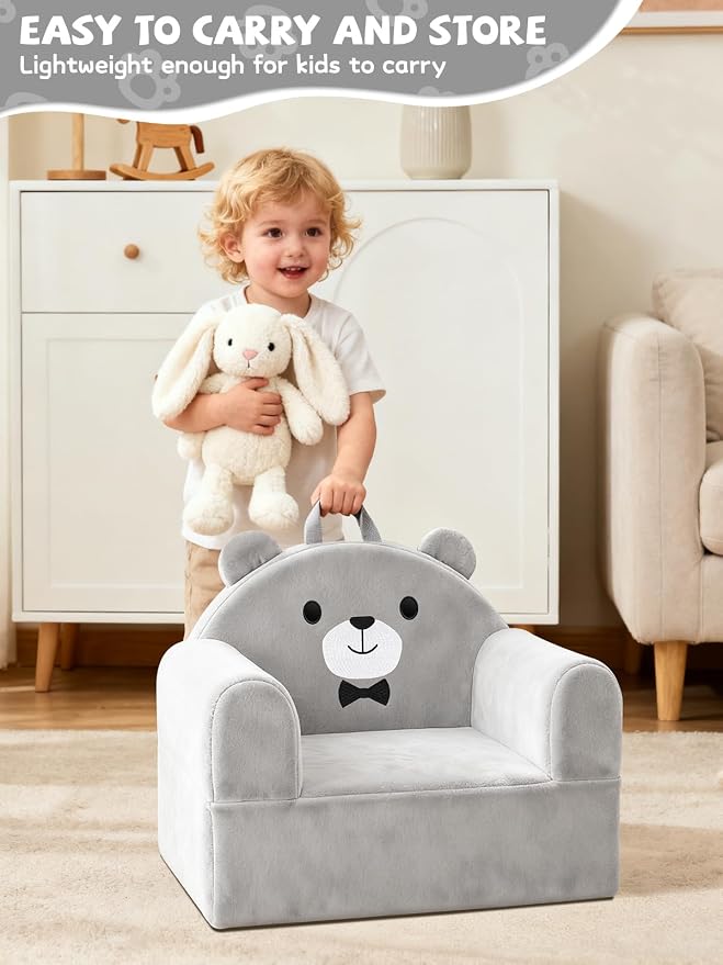 Kids Sofa Chair with Removable Washable Cover & Magic-Tape Backrest Toddler - Image 7