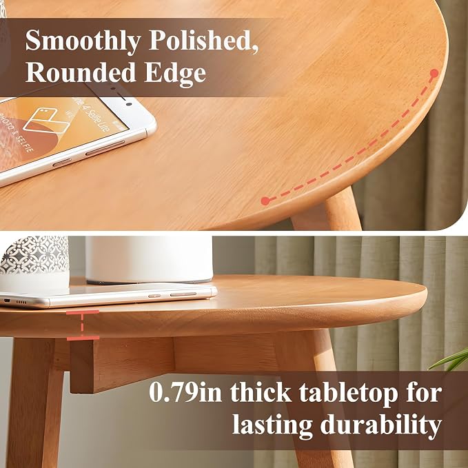 Side Table, 2-Tier Round End Tables Living Room, Mid Century Modern Side Table - Image 7